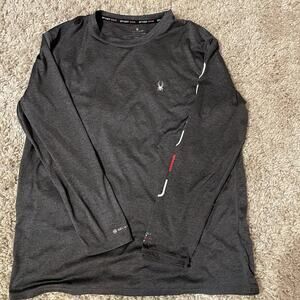 Spyder Mens Rash Guard Long Sleeve Swim Shirt Dark Gray Size Large